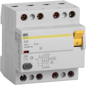 Выключатель дифф.тока УЗО ВД1-63S 4Р 40А 300мА IEK (1/50)